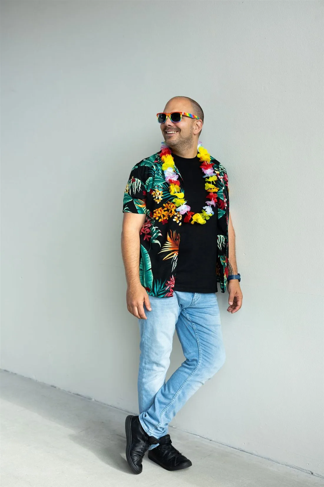 Alex van Heeswijk in hawaiishirt